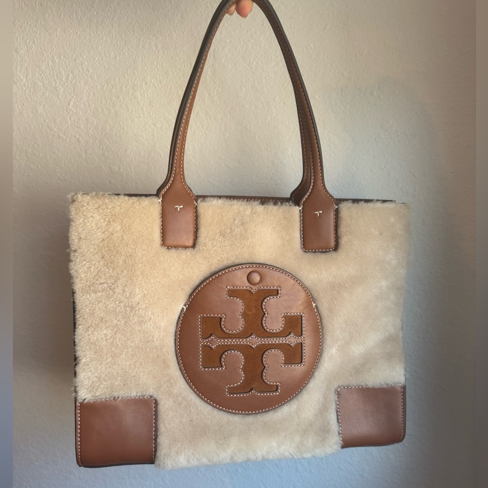 Tory Burch Mini Ella Genuine Shearling Tote